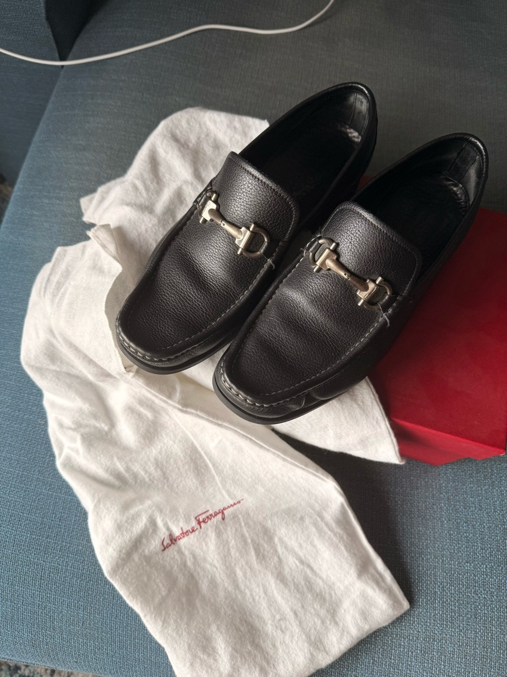 Salvatore Ferragamo Black Leather Horsebit Loafers